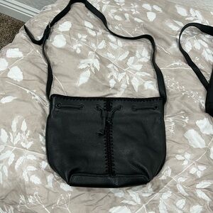 The sack black leather Crossbody bucket bag